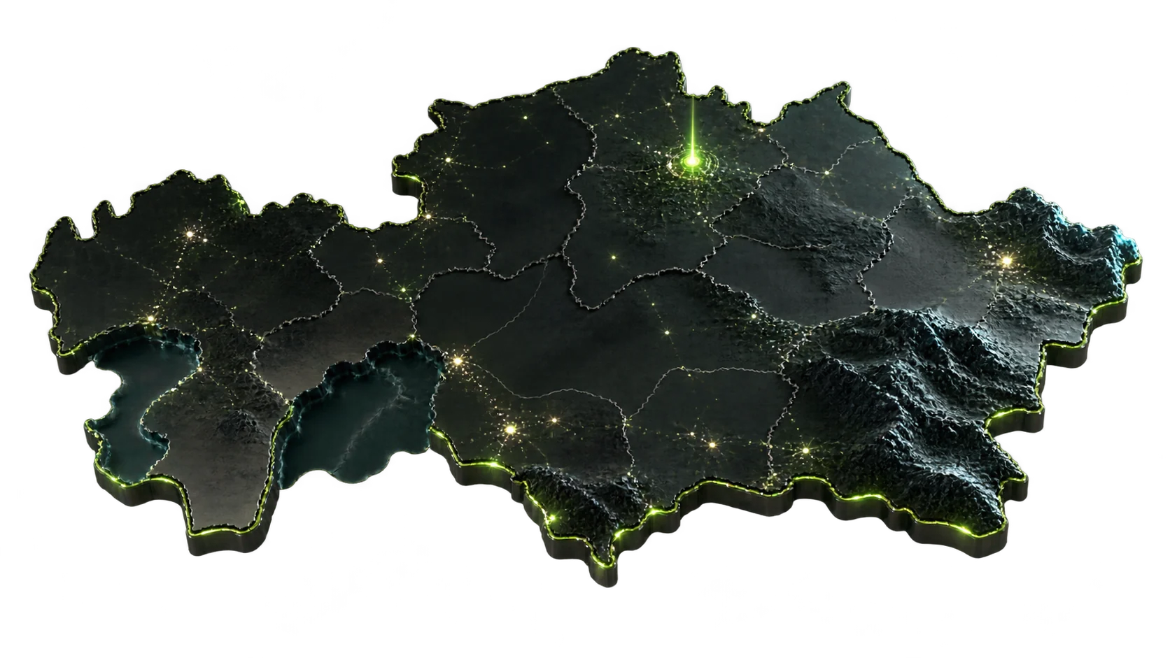 Стилизованная карта Казахстана. Офис в Астане.